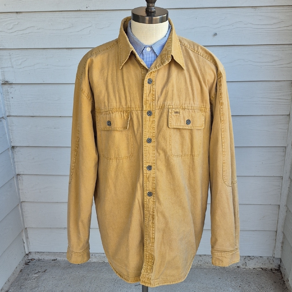 THE TERRITORY AHEAD Tan Cotton Fleece Abstract Interior XL Jacket Shirt Shacket